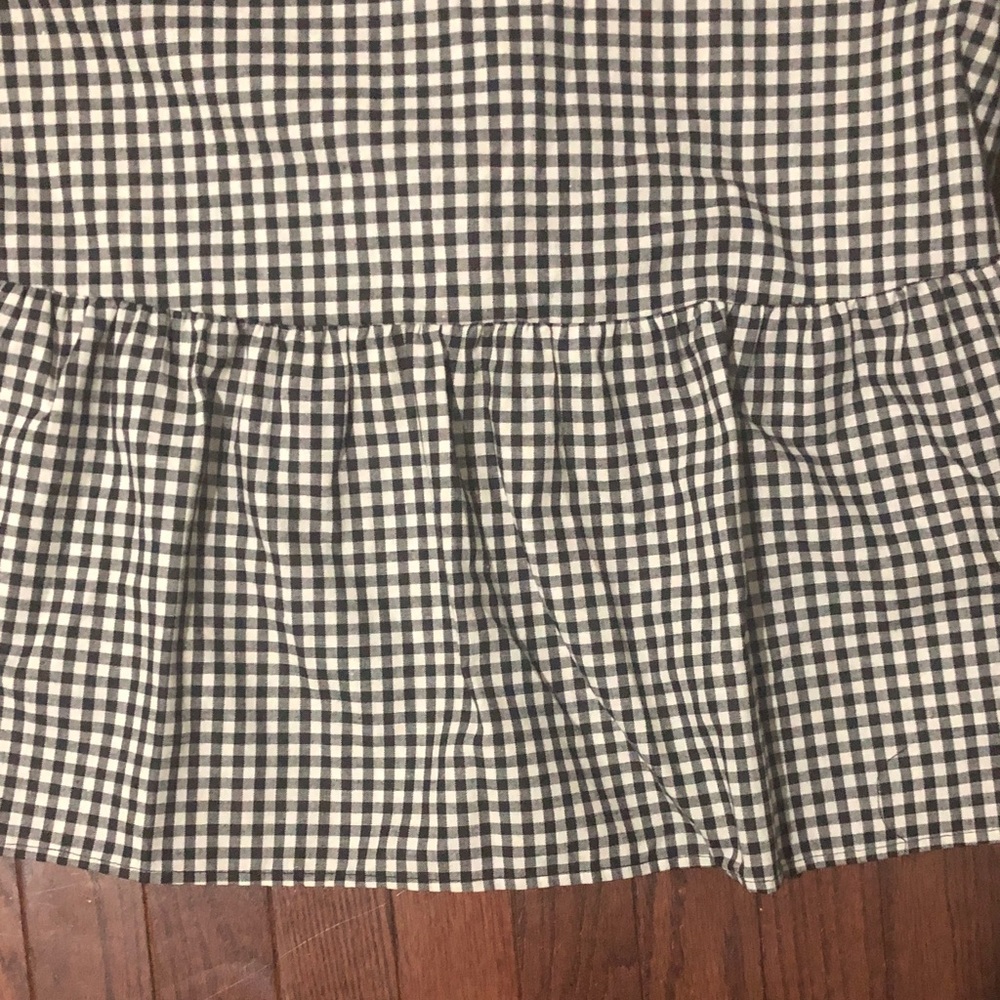 Black and White Gingham Ruffle Hem Top - Picture 2 of 6